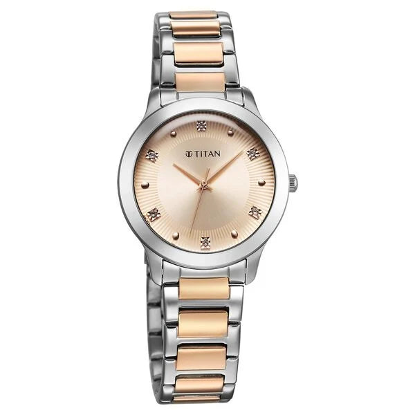Titan Horizon Quartz Analog Rose gold Dial Stainless Steel Strap Watch For Women (95299KM01)