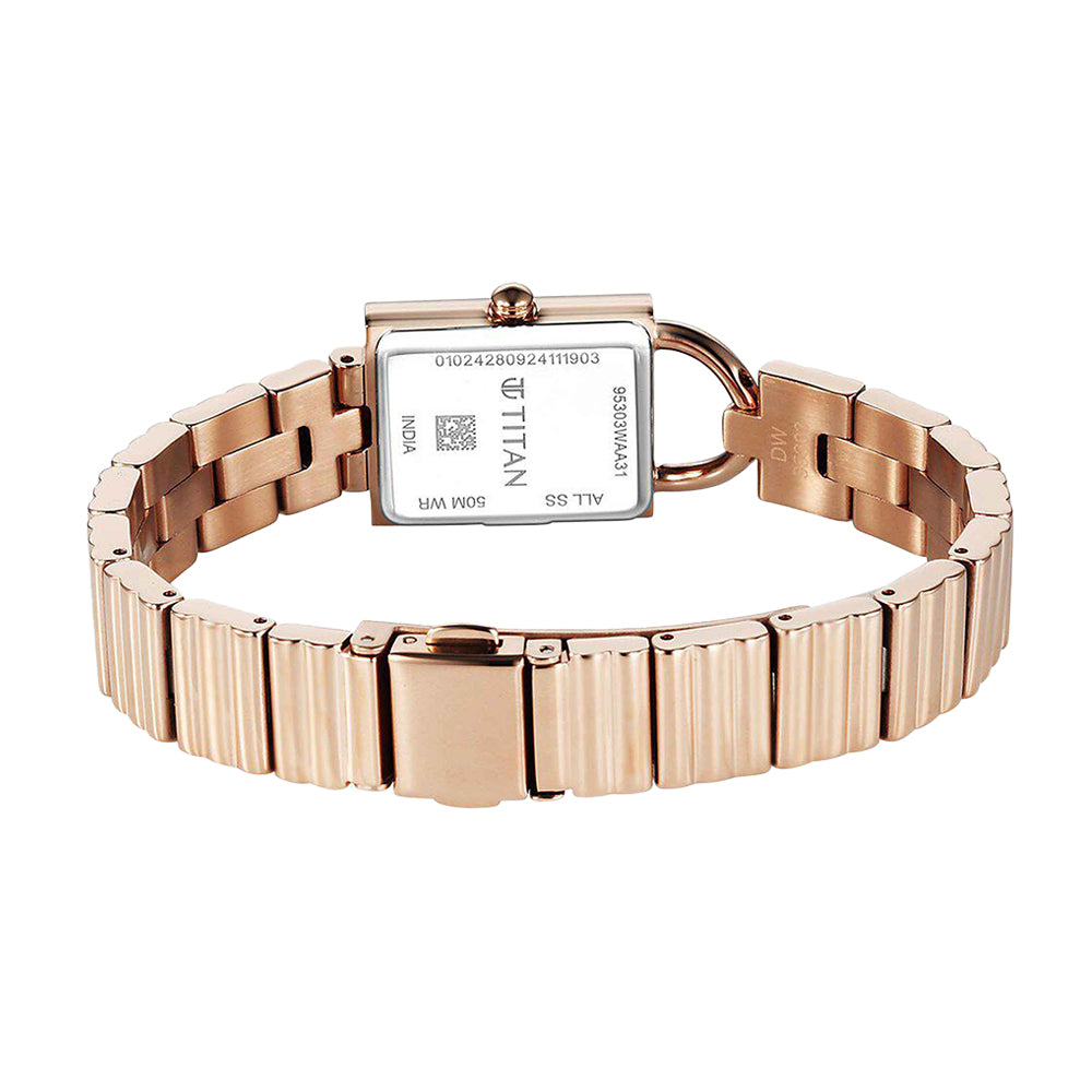 Titan Metro Green Dial Stainless Steel Strap Watch for Women