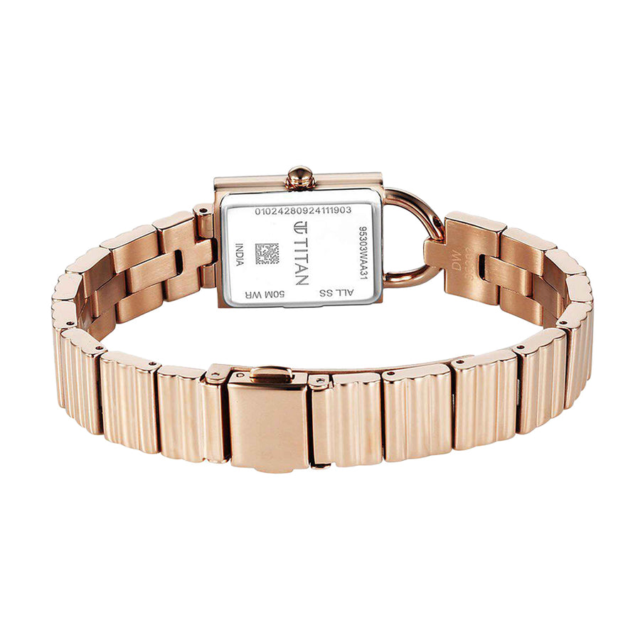 Titan Metro Green Dial Stainless Steel Strap Watch for Women