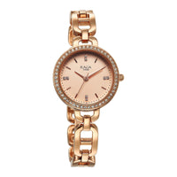 Jam Tangan Wanita Tali Keluli Tahan Karat Warna Emas Mawar, Dail Emas Mawar Analog Kuarza Titan Raga Showstopper 2.0