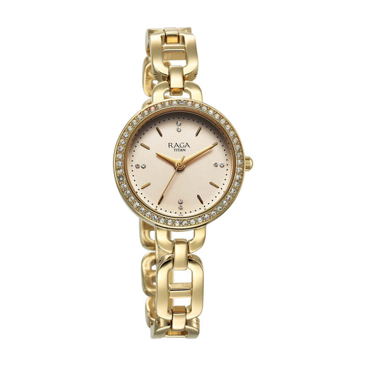 Titan Raga Showstopper 2.0 Quartz Analog Gold Dial  Gold Color Stainless Steel Strap Watch For Women