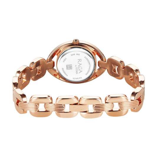 Titan Raga Showstopper 2.0 Quartz Analog Pink Dial  Rose Gold Color Stainless Steel Strap Watch For Women