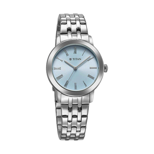 Titan Workmode Blue Dial Stainless Steel Strap Watch for Women