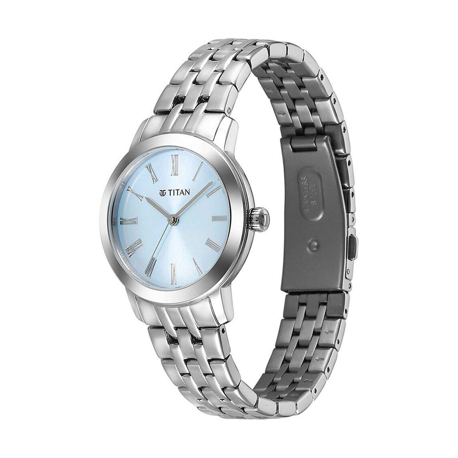 Titan Workmode Blue Dial Stainless Steel Strap Watch for Women