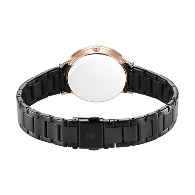 Titan Glamour Black Dial Stainless Steel Strap Watch for Women