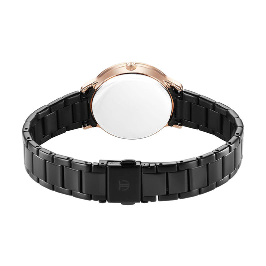 Titan Glamour Black Dial Stainless Steel Strap Watch for Women