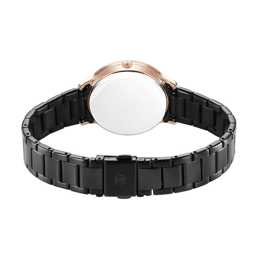 Titan Glamour Black Dial Stainless Steel Strap Watch for Women
