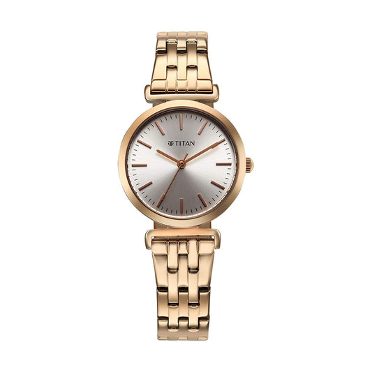Titan Workmode Silver Dial Stainless Steel Strap Watch for Women