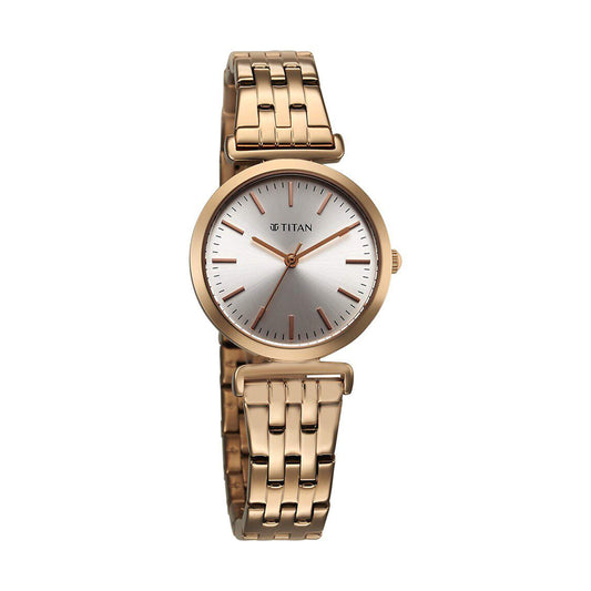 Titan Workmode Silver Dial Stainless Steel Strap Watch for Women