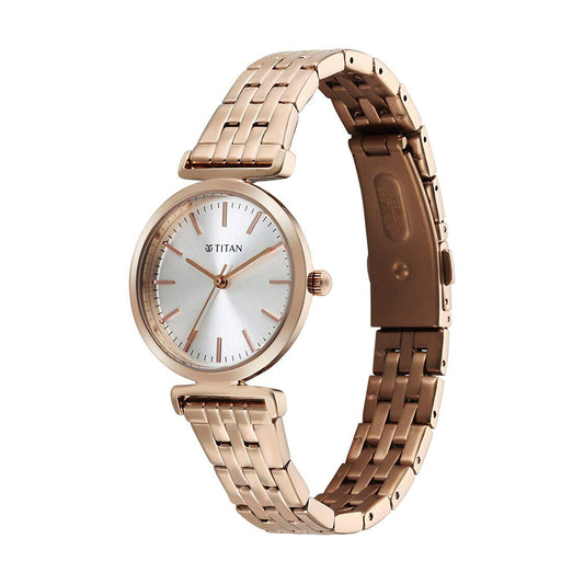 Titan Workmode Silver Dial Stainless Steel Strap Watch for Women