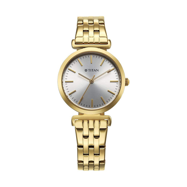 Jam Tangan Tali Keluli Tahan Karat Dail Perak Titan Workmode untuk Wanita