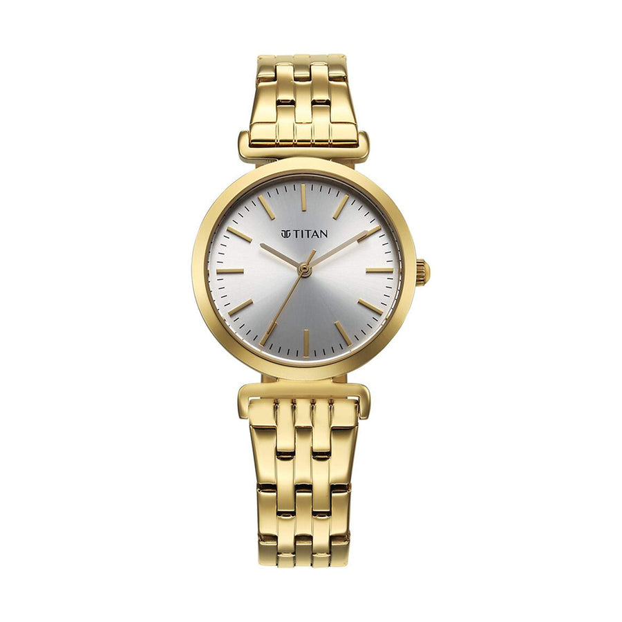 Jam Tangan Tali Keluli Tahan Karat Dail Perak Titan Workmode untuk Wanita
