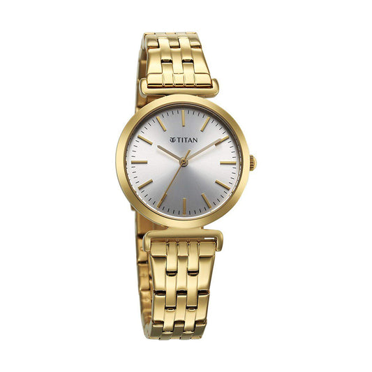 Titan Workmode Silver Dial Stainless Steel Strap Watch for Women