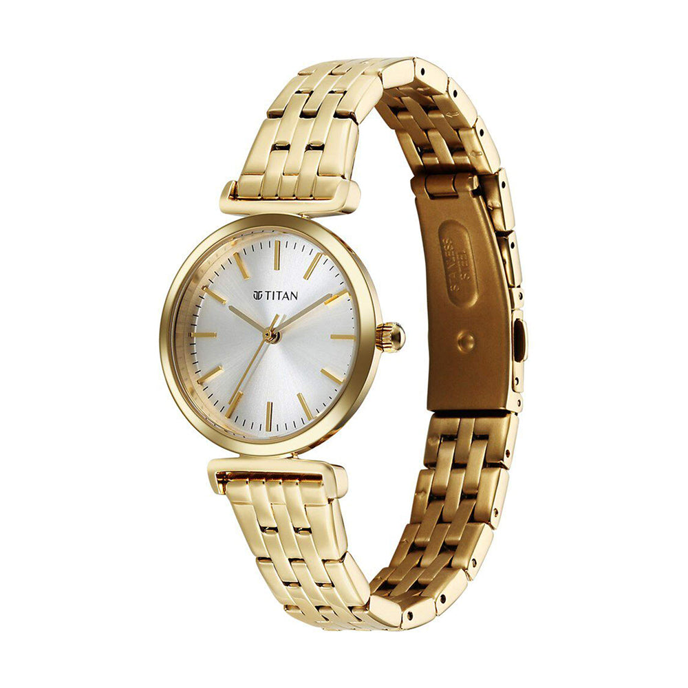 Titan Workmode Silver Dial Stainless Steel Strap Watch for Women