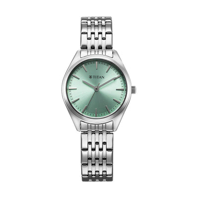Jam Tangan Tali Keluli Tahan Karat Dail Hijau Titan Workmode untuk Wanita