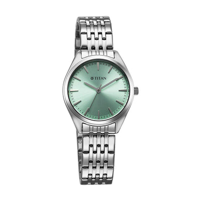 Jam Tangan Tali Keluli Tahan Karat Dail Hijau Titan Workmode untuk Wanita