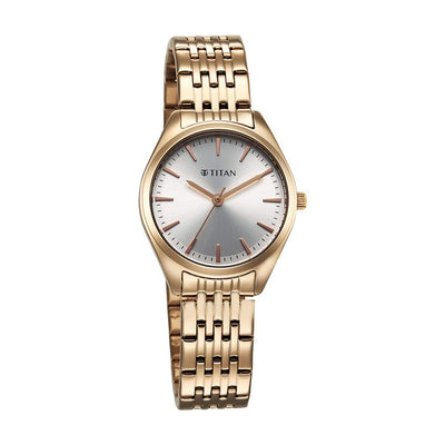 Jam Tangan Tali Keluli Tahan Karat Dail Perak Titan Workmode untuk Wanita