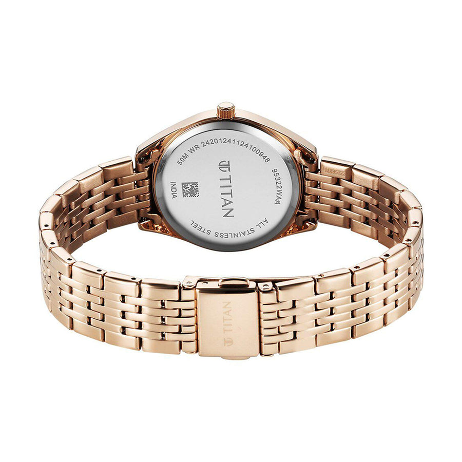 Jam Tangan Tali Keluli Tahan Karat Dail Perak Titan Workmode untuk Wanita