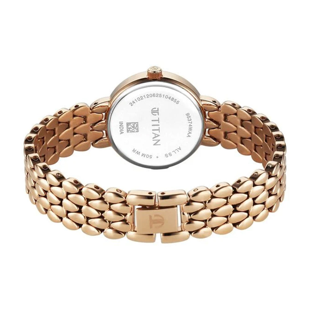 Jam Tangan Tali Keluli Tahan Karat Dail Mutiara Titan Glamour untuk Wanita