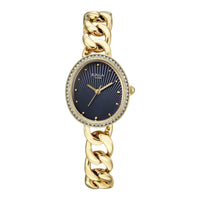 Titan Raga Blue Shaped Dial Gold Metal Strap Analog Watch For Women