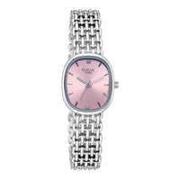 Titan Raga Pink Shaped Dial Silver Metal Strap Analog Watch For Women