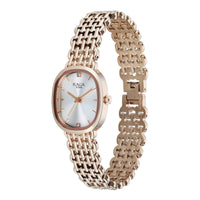 Titan Raga Silver Shaped Dial Rose Gold Metal Strap Analog Watch For Women