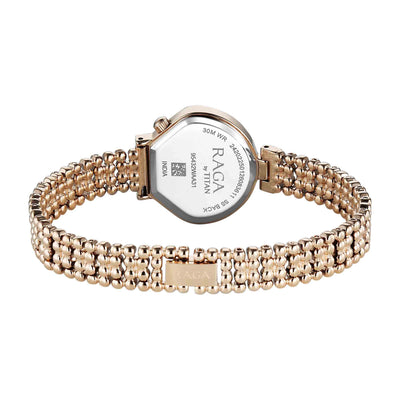 Titan Raga Spotlight White Dial Rose Gold Metal Strap Analog Watch For Women