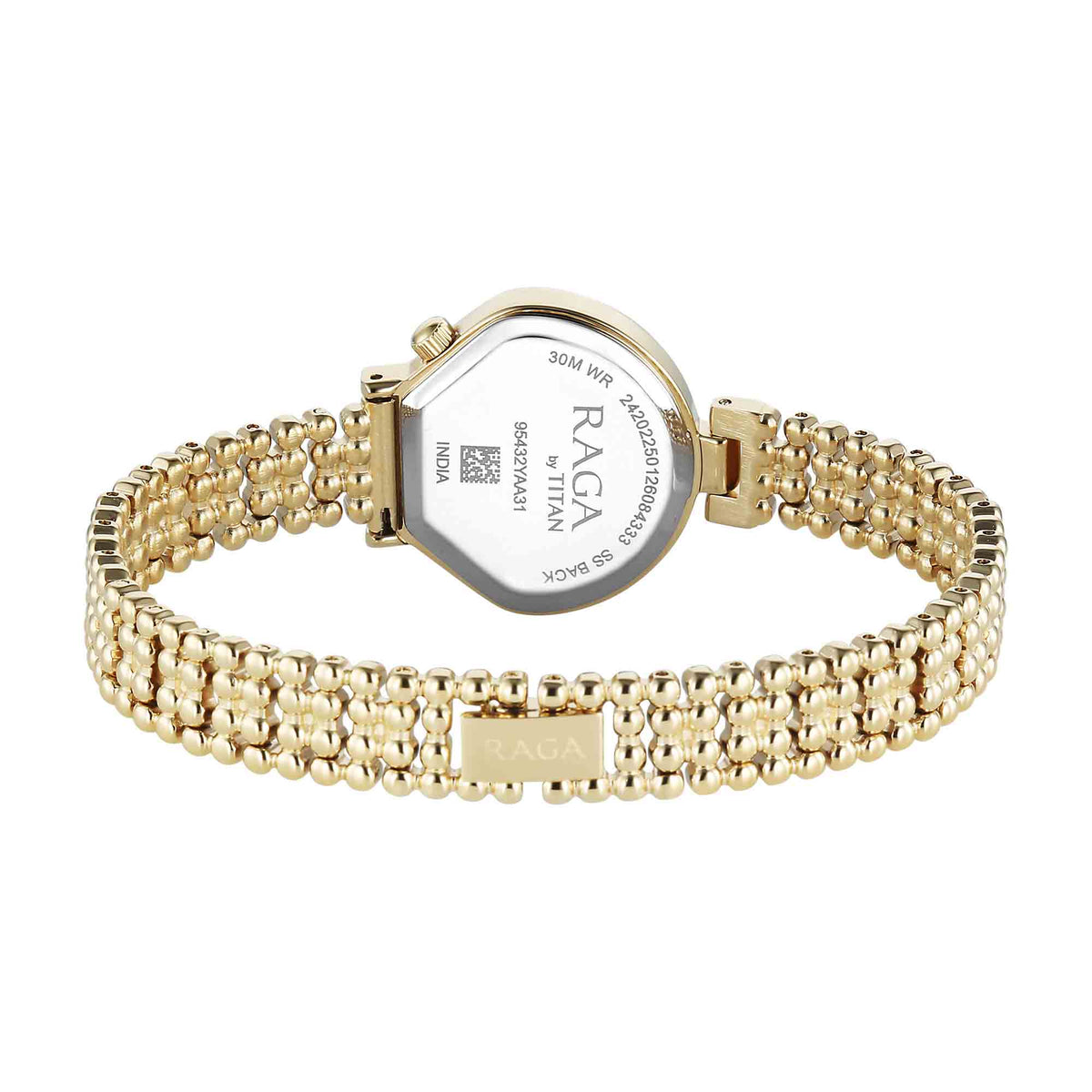 Titan Raga Spotlight White Dial Gold Metal Strap Analog Watch For Women