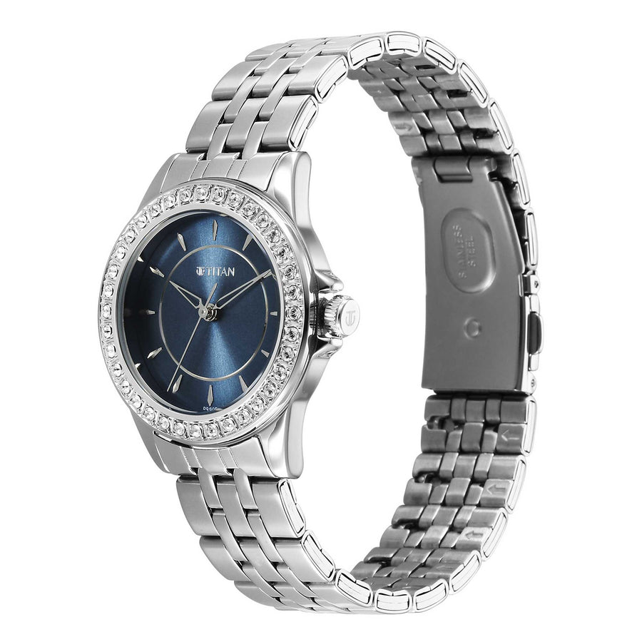 Jam Tangan Wanita Titan Bentuk Bulat Loyang (9798SM06)