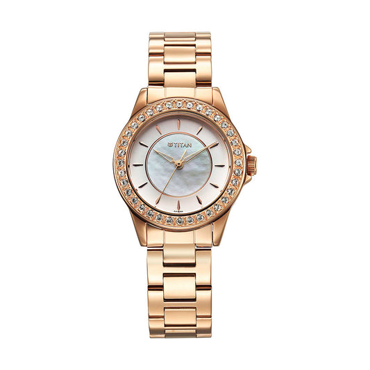 Titan Sparkle Brass Mother of Pearl Dial Women Watch